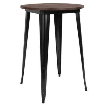 Flash Furniture 30" Round Metal Indoor Bar Height Table with Rustic Wood Top