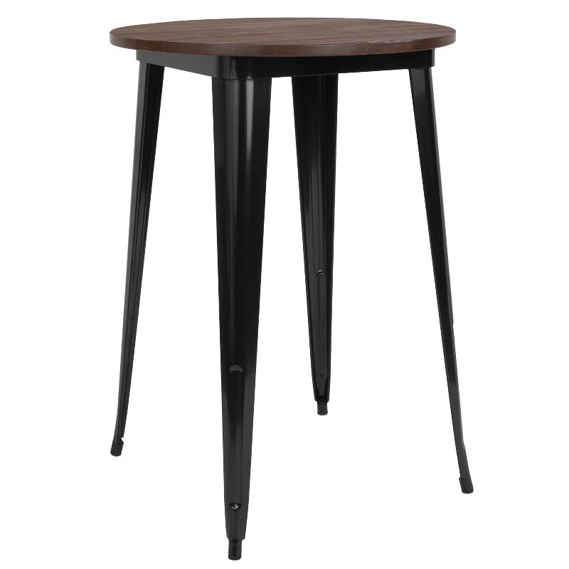 Flash Furniture 30" Round Metal Indoor Bar Height Table with Rustic Wood Top, 1 of 5