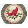 Earth Rugs Holly Cardinal Round Braided Jute Coaster – 7"x7" Rustic Hand-Stenciled Holiday Drink Mat - 2 of 3