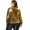 Agnes Orinda Women's Plus Size Party Metallic Sequin Sparkle Zip Bomber Jackets - 4 of 4