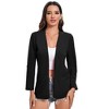 Women's Open Front 3/4 Roll Sleeve Jacket Office Business Blazer Jackets No Lapel Blazer with Pockets - Black M - 3 of 4