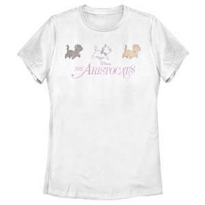 Women's Aristocats Kitten Walk Movie Pink Logo T-Shirt - 1 of 4