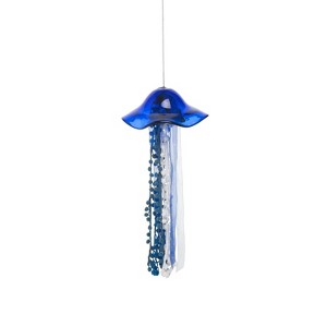 Beachcombers Large Glass Jellyfish With Ribbon Trim Hanging Figurine Beach Coastal Ocean Sea Life 4.3 x 4.3 x 6.3 - 1 of 3