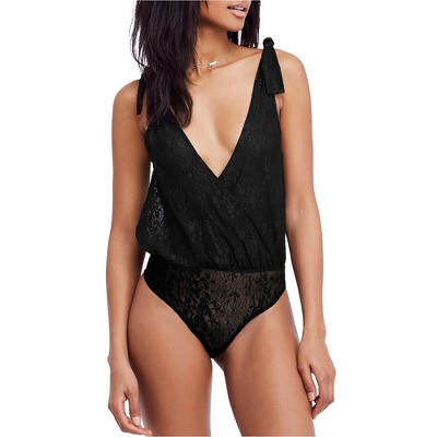 Free People Womens Plunging Thong Bodysuit Jumpsuit