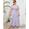 BLUEMING Summer Maxi Dress for Plus Size Women Tie Wasit Surplice Dress Flutter Sleeve A-Line Dress - 4 of 4