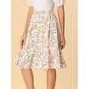 INSPIRE CHIC Women's Ruffle Hem Elastic Waist Flowy A-Line Swing Floral Midi Skirt - 4 of 4
