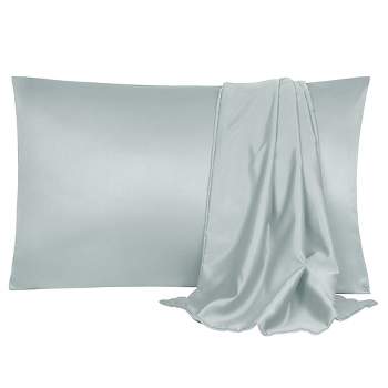 4 Pcs Standard 20"x26" Silk Satin Luxury Cooling Pillowcase Light Gray - PiccoCasa