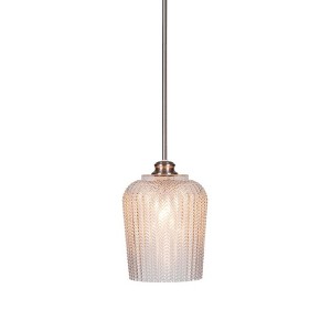 Toltec Lighting Cordova 1 - Light Pendant in  Brushed Nickel with 9" Clear Textured Shade - 1 of 2