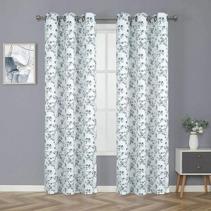 Kate Aurora 2 Pack Shabby Chic Grommet Top Floral Cherry Blossom Curtain Panels - 1 of 3