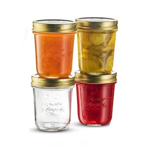 Bormioli Rocco Quattro Stagioni Glass Preserving Jar (Set of 4) - Wide‑Mouth Twist‑Top Canister with Airtight Seal - Bee embossed Storage - 1 of 4