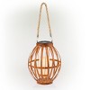 10" Solar Metal Lantern with Flickering LED Light Brown - Alpine Corporation: Iron Construction, Rechargeable, Cordless Design - 4 of 4