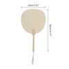 Unique Bargains Portable Double-Sided Long Handle Round Xuan Paper Folding Fans 1 Pc - 2 of 4
