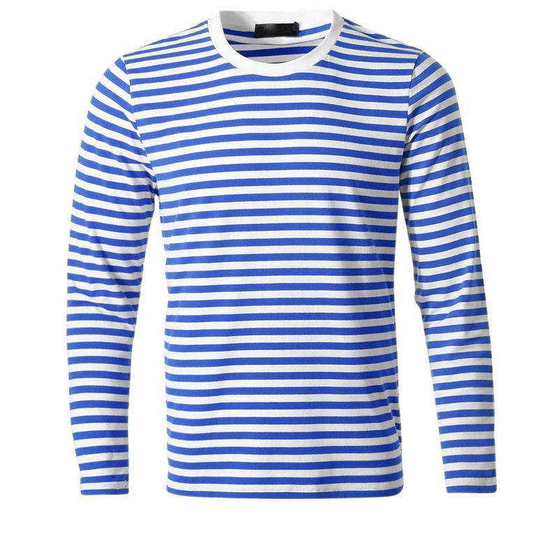Lars Amadeus Men's Casual Striped Crew Neck Long Sleeve Pullover T-Shirt, 2 of 7