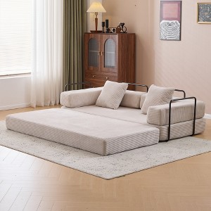 Whisen Sectional Compression Sofa Bed & Floor Futon Couch with Convertible Folding Design, Pillows and Armrests - 1 of 4