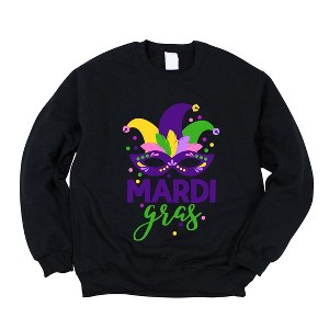 Simply Sage Market Women's Graphic Sweatshirt Mardi Gras Mask - 1 of 4