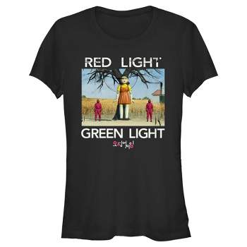 Juniors Womens Squid Game Red Light Green Light Scene T-Shirt