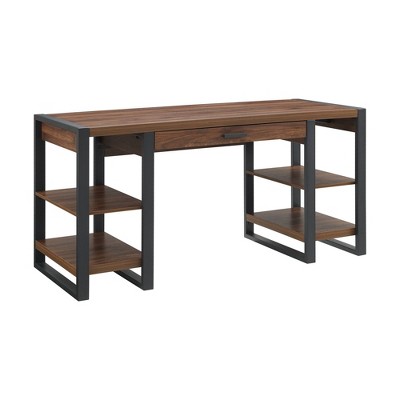 60" Carlisle Industrial Farmhouse Tech Desk with USB Dark Walnut - Saracina Home