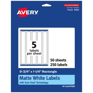 Avery Matte White Rectangle Labels, 9.75" x 1.25" - 1 of 4