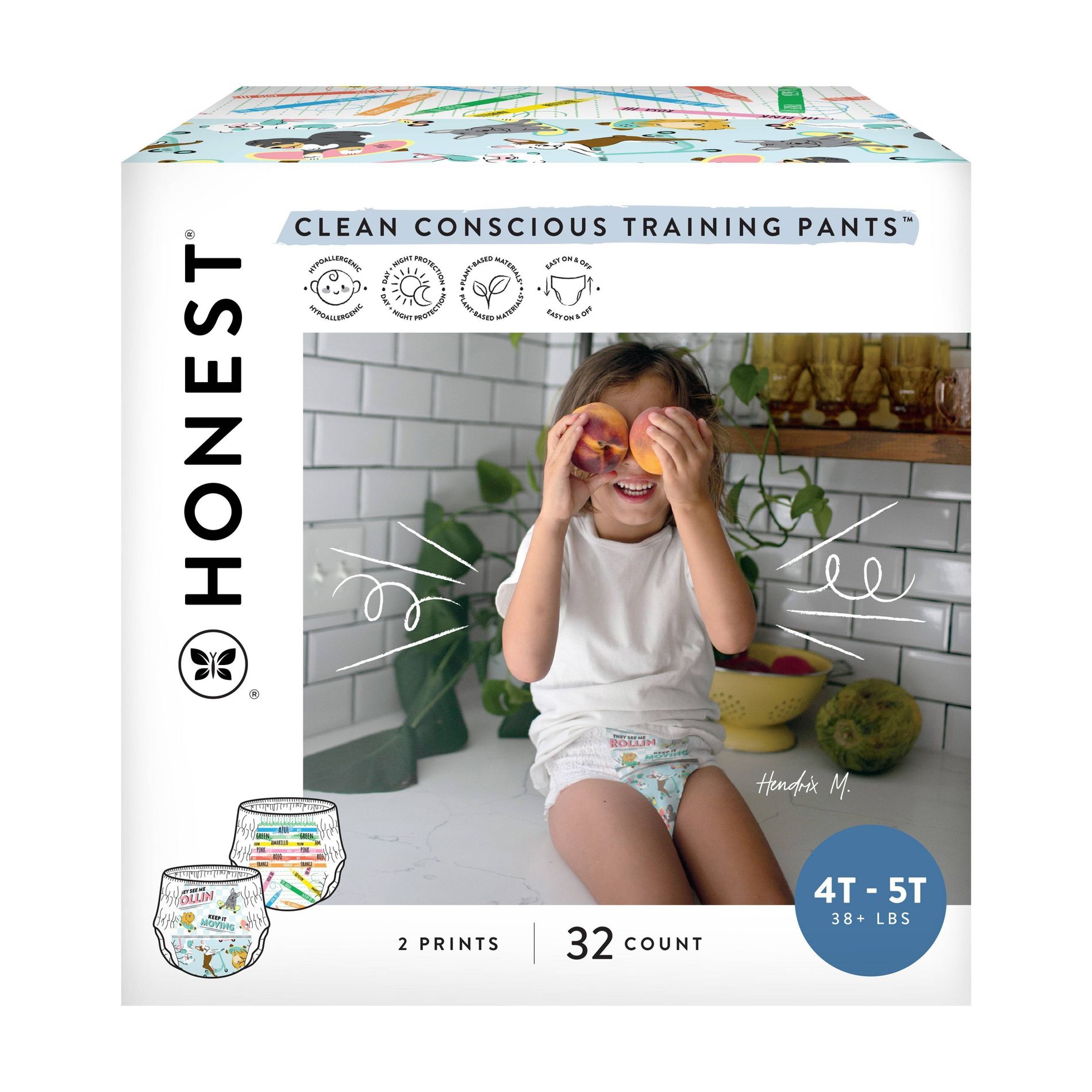 The Honest Company Clean Conscious Training Pants - Size 4T/5T - 32ct: Hypoallergenic, Elastic Stretch Sides, Leak Guards, Non-Toxic