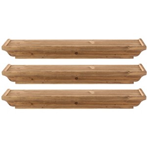 Kiera Grace 24" x 3.15" 3pc Muskoka Fitz Wooden Shelf Set Brown: Modern Floating Wall Organizers, No Assembly Required - 1 of 4
