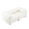 DOMETOUR White Chenille 2-Seater Sofa with Storage, Cylindrical Backrest & Armrests, Modern Loveseat with Hidden Storage - 4 of 4