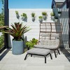 Indoor Outdoor Double Egg Chair with Ottoman Padded Cushions,Wicker Lounge Chair Deep Seating Chair with Footrests,Loveseat for Patio Porch Backyard - 4 of 4