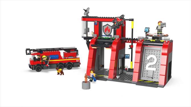 LEGO City Fire Station with Fire Truck Pretend Play Toy 60414, 2 of 9, play video