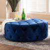 Cardiff Velvet Fabric Upholstered Button Tufted Cocktail Ottoman Blue - Baxton Studio: Eucalyptus Wood, Plush Seating - 4 of 4