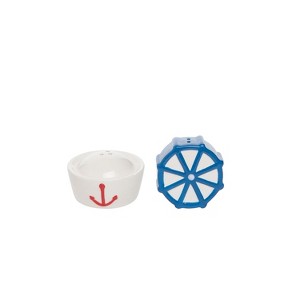 Beachcombers Nautical Wheel And Sailor Hat Salt & Pepper Shaker Set - 1 of 1