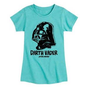 Girls' - Star Wars - Sketch Darth Vader Fitted Short Sleeve Graphic T-Shirt - 1 of 4
