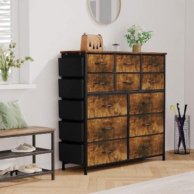 Acekool 12-Drawer Fabric Dresser with Side Pockets – Storage Organizer for Bedroom & Closet