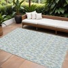 Sky Blue Ivory And Artichoke Green Floral Medallion Washable Indoor Outdoor Area Rug - 2 of 4