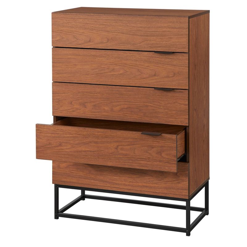 Noble 5 Drawers Chest Walnut - Buylateral, 6 of 9