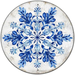 Lomsoe Vintage Snowflake Winter Christmas Metal Sign Retro Round Tin Aluminum Sign for Farmhouse Yard Home Bar Bedroom Wall Decor 8 Inch - 1 of 1