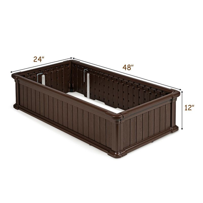 Costway 48''x24'' Raised Garden Bed Rectangle Plant Box Planter Flower Vegetable Brown, 2 of 11