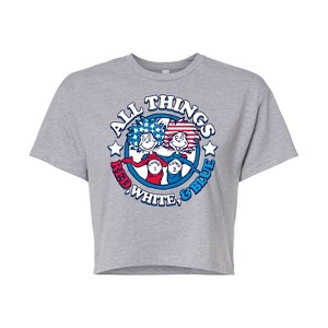 Women's - Dr. Seuss - All Things Red White And Blue Cropped Graphic T-Shirt - 1 of 4