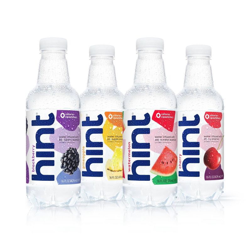hint Blue Variety Pack Flavored Water - Watermelon, Blackberry, Pineapple, and Cherry - 12pk/16 fl oz Bottles, 3 of 13