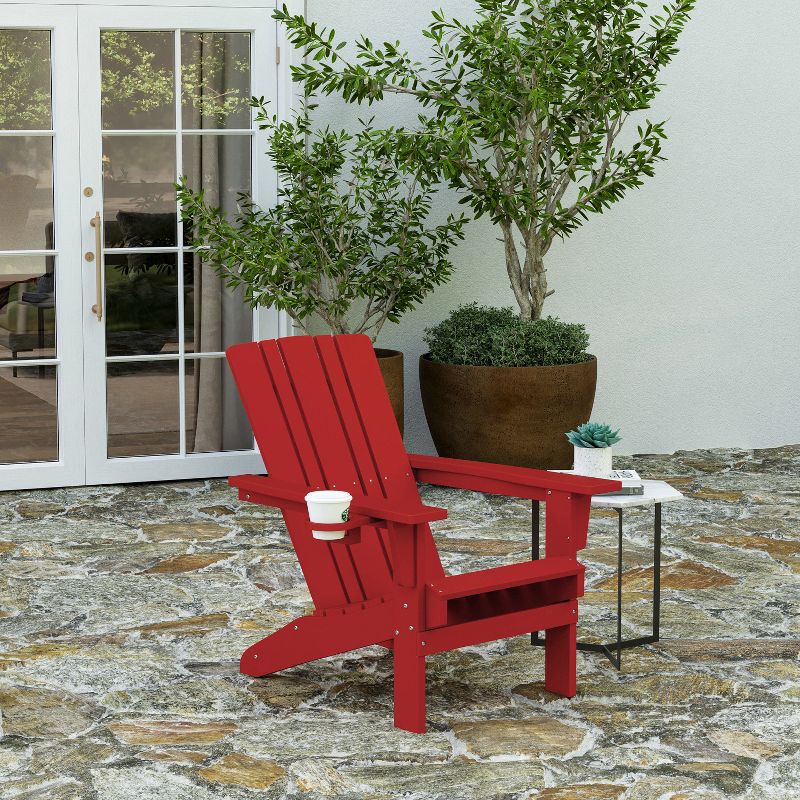 Merrick Lane Adirondack Chair with Cup Holder, Weather Resistant HDPE Adirondack Chair, 2 of 12