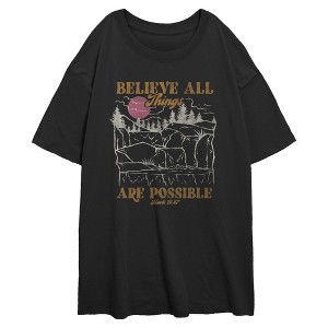 Junior's Lost Gods Distressed All Things Are Possible Oversized T-Shirt - 1 of 2