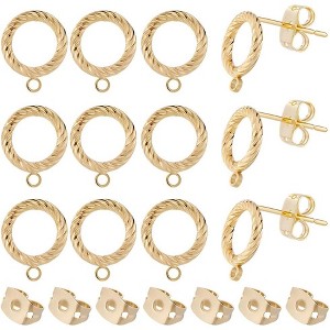 20Pcs Stud Earring Findings with Loop, 18K Gold Plated Surgical Steel Twist Post for Jewelry Making - 1 of 4