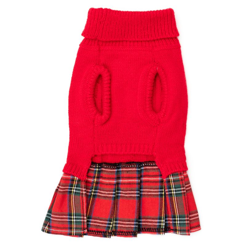 The Worthy Dog Plaid Layered-Look Two-fer Pet Pullover Turtleneck Sweater Dress, 2 of 4