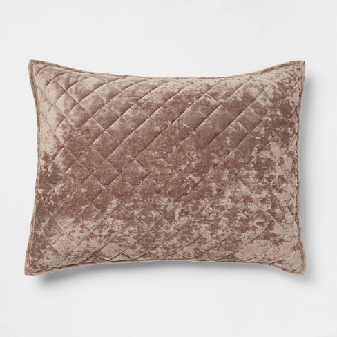 Standard Luxe Diamond Stitch Velvet Quilt Sham Brown - Threshold™ : Target