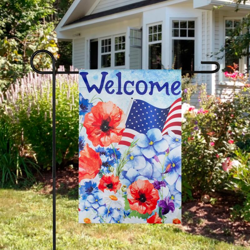 Northlight Blooming Flowers "Welcome" Patriotic Outdoor Garden Flag - 18" x 12.5", 3 of 5