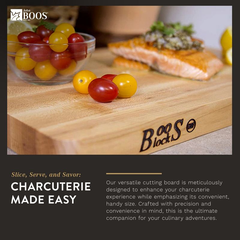 John Boos Small Chop-N-Slice Maple Wood Cutting Board for Kitchen, Reversible Edge Grain Square Butcher Boos Block, 5 of 8
