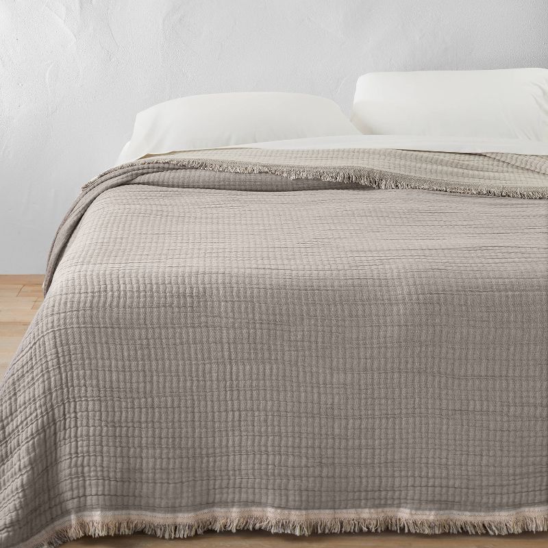 Reversible Textured Cotton Chambray Coverlet - Casaluna™, 1 of 11