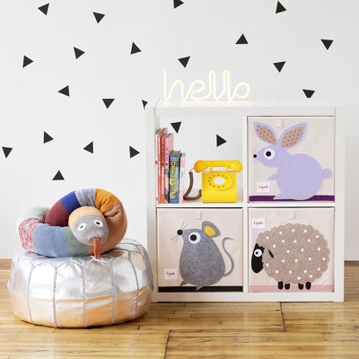Sheep Design Beige Foldable Fabric Storage Cube for Kids