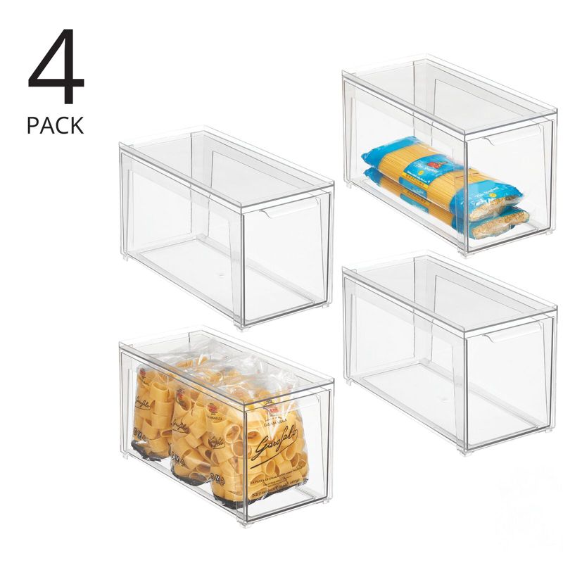 mDesign Plastic Stackable Kitchen Pantry Organizer with Drawer, 2 of 10