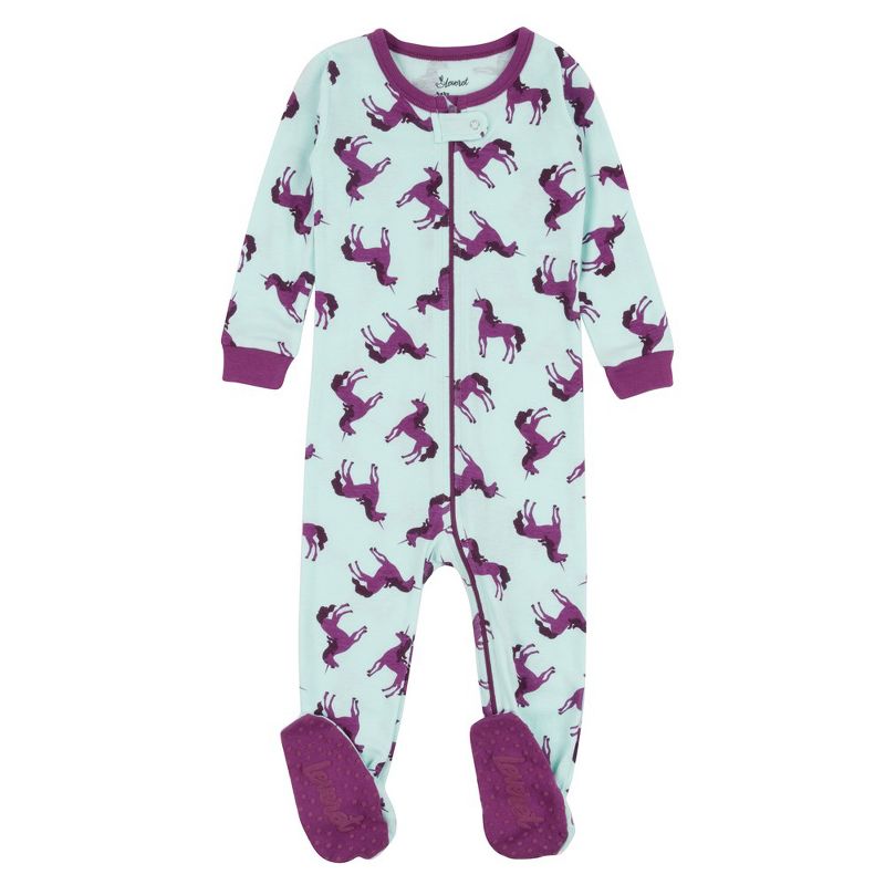 Leveret Footed Sleeper Cotton Unicorn and Dinosaur Pajamas, 1 of 4