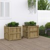 vidaXL Garden Planters Decorative Outdoor Flower Box 2 pcs - Rustic Brown Impregnated Pine Wood - 23.6 x 23.6 x 23.6 inches - 2 of 4