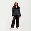 Anna-Kaci Lounge Women's PLus Size 2-Piece Satin Pajama Set with Relaxed Button Front Top and Wide-Leg Pants - 3 of 4